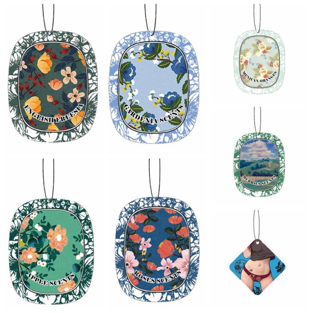 Paper Car Fragrance Hanging Decoration Flower Car Rearview Hanging Ornament Fan Gifts