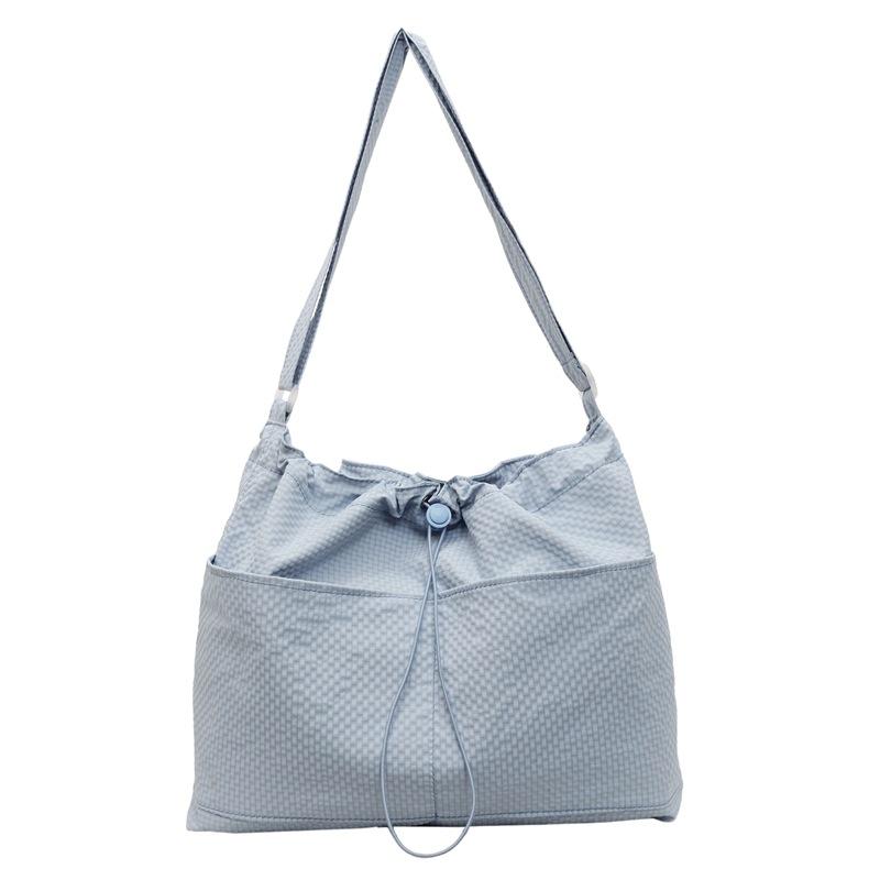 2025 новая большая вместимость простая нейлоновая ткань кулиска плиссированная на плечо дорожная досуг сумка-мессенджер сумка-ведро