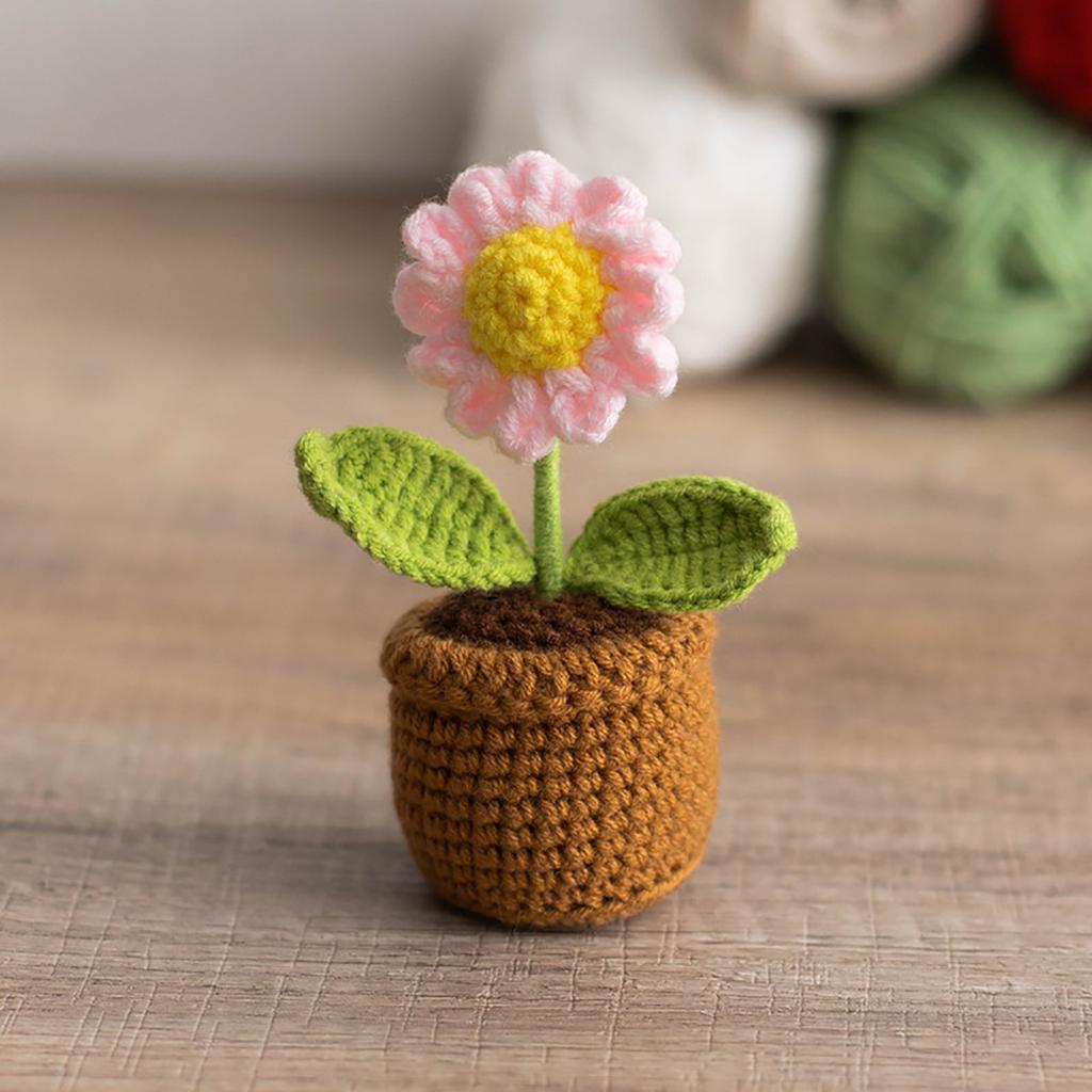 Вязаная крючком корзина с подсолнухами, ручная вязка, имитация подсолнуха, украшения в горшках, праздничные подарки