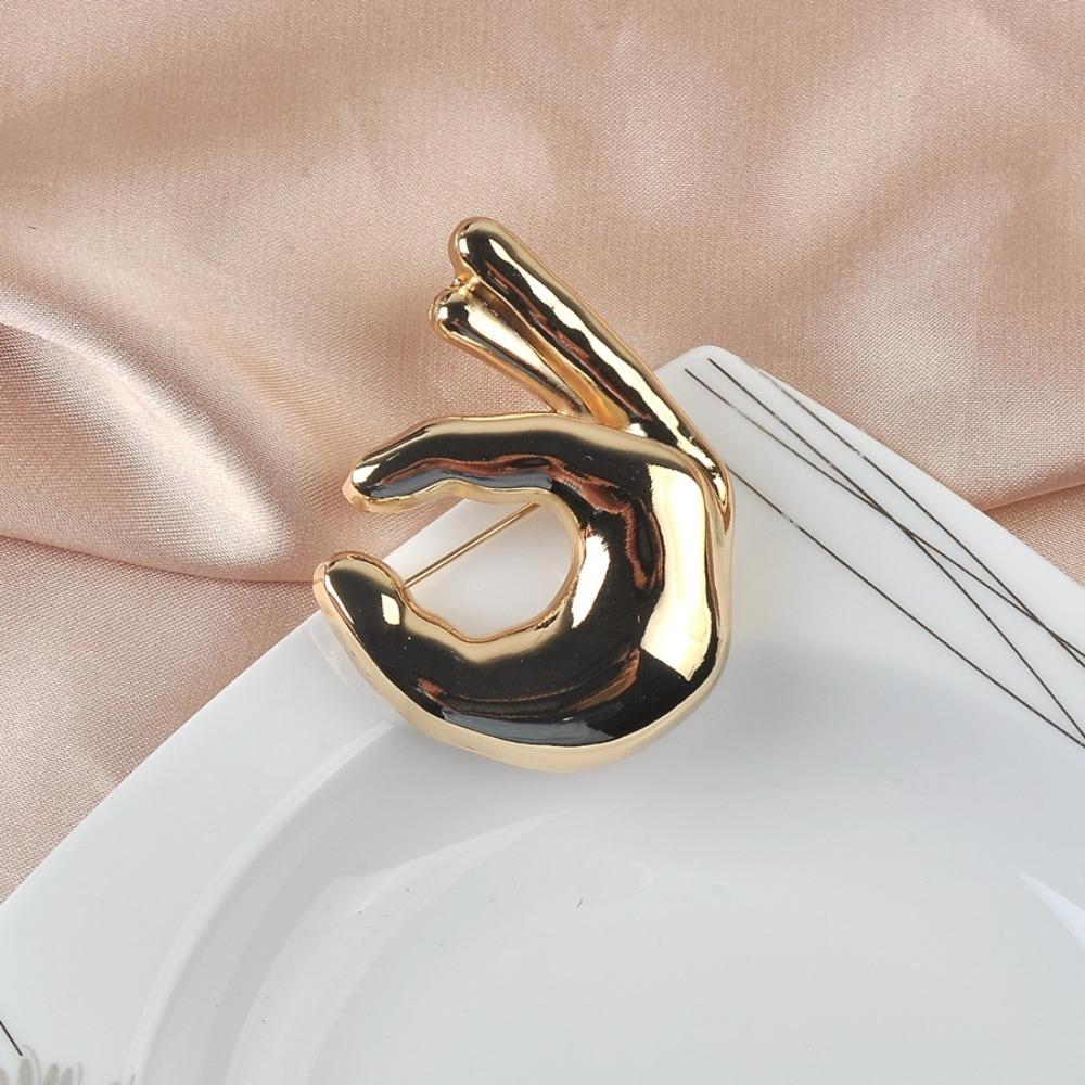 Hand Gesture OK Gesture Brooches Large Suit Lapel Pin Personalized Clothes Badge Women Men