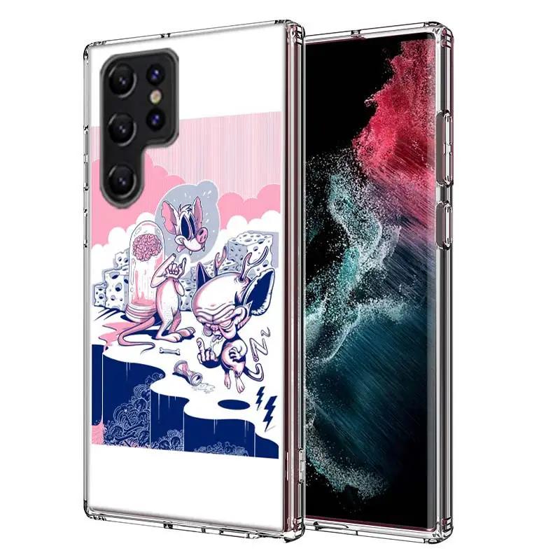 Чехол Pinky Anime and the Brain для Samsung Galaxy S21 S20 S23 FE S22+ S24 Ultra S25 Edge Чехол для телефона S10 Plus Прозрачная Capa Coque P
