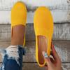 Flat Round Toe Knitted Shoes, Women's Solid Color Slip On Walking Mesh Shoes, Breathable Daily Footwear