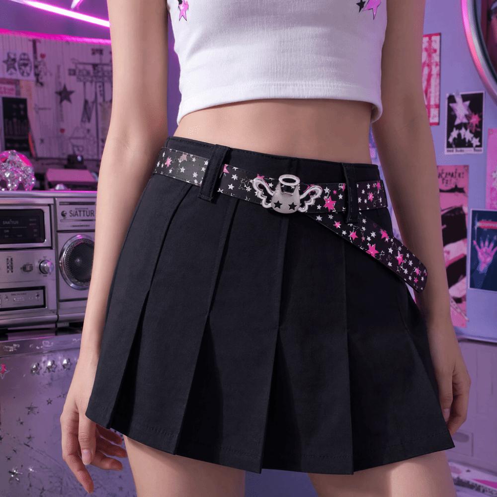 PU Leather Strap Women Waist Belt Pink Bow Decor Decorative Jean Belt Mini Skirt Styling