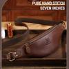 Genuine Leather Waist Pack Vintage Fanny Pack Men Cowhide Crossbody Belt Bag Shoulder Bag