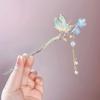 Pink Flower Butterfly Hair Pin Pearls Hair Sticks Forks Gold Color Alloy Headpiece Women Girls Hanfu Dress Chinese Hair Jewelry