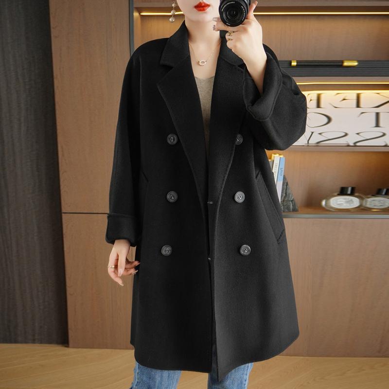 Женское пальто из 100% шерсти TIDENOVEL Осеннее шерстяное длинное пальто Ручной работы Пальто-бушлат Зимняя теплая шерстяная длинная куртка Пальто