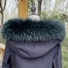 Воротник из меха енота Натуральный меховой воротник Зимние женские шарфы Зимний женский серый меховой воротник Шаль Длинный теплый шарф из натурального меха