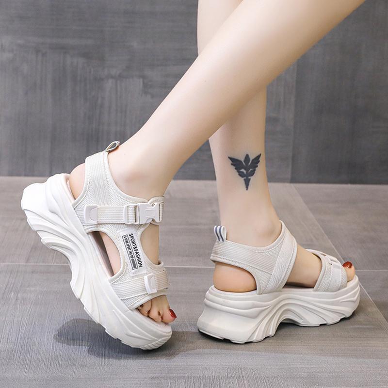 Fashion Rimocy Women's Black Chunky Sandals Summer 2024 Fashion Platform Walking Shoes Woman Thick Bottom Non Slip Beach Sandalias Mujer