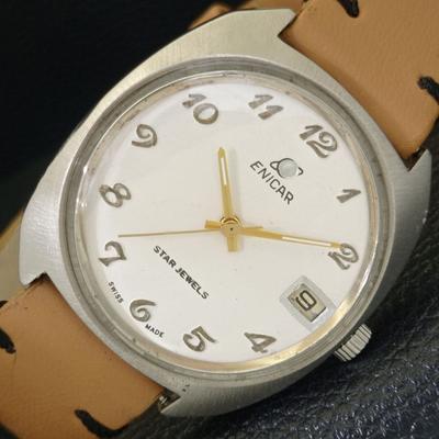 ВИНТАЖНЫЕ АВТОМАТИЧЕСКИЕ ЧАСЫ ENICAR STAR JEWELS 167 ШВЕЙЦАРСКИЕ МУЖСКИЕ ЧАСЫ С БЕЛЫМ ЦИФЕРБЛАТОМ a700139-5
