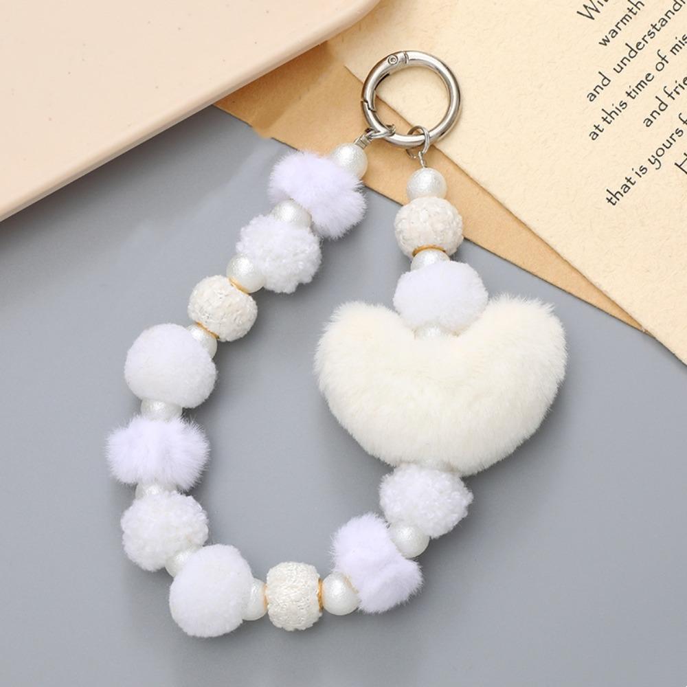 Цветной шнурок для мобильного телефона, мягкий браслет с бисером в форме сердца, подвесные украшения