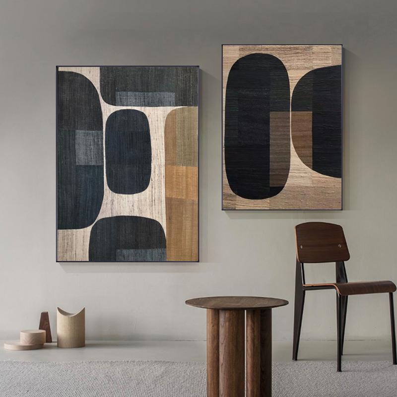 Абстрактные ретро черные геометрические постеры и принты холст картины куадрос настенные художественные картины для гостиной домашний декор