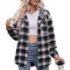 Осенне-зимняя фланелевая клетчатая куртка с капюшоном, повседневные женские блузки и рубашки