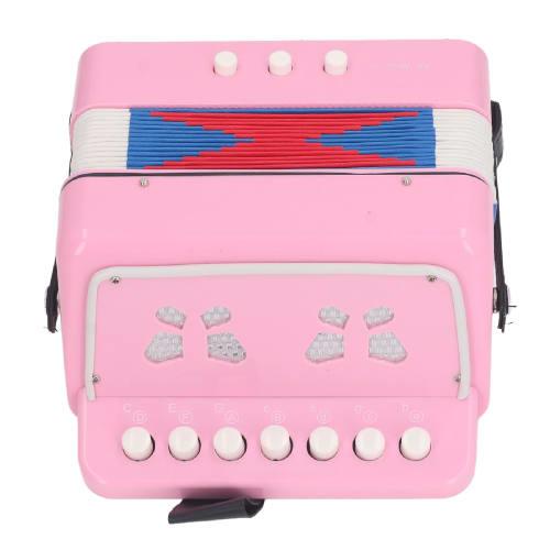 7-Key Button Accordion for Kids, Educational Instrument for Practice and Stage Performance, Beginner Accordion (Rose)