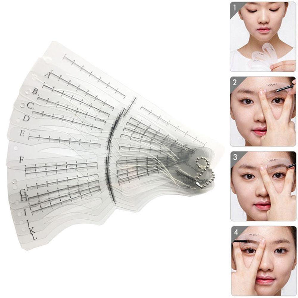 12Pcs New Shaper Beauty Brow Stencils Card Makeup Tool Eyebrow Template Eye Grooming