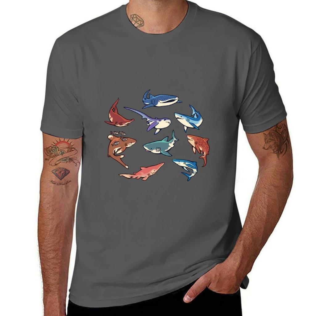 Sharks in the dark blue T-Shirt graphic t shirts for man t shirts cotton 100% man t shirt heavy cotton T-Shirt