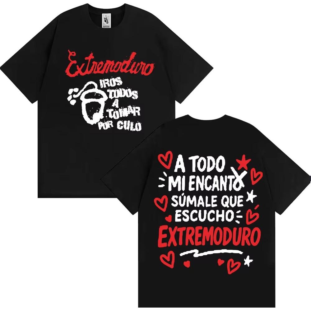 Rock Band Extremoduro Album Double Sided Graphic Tshirts Men Women Fashion Vintage Short Sleeve Cotton T Shirts Streetwear