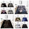 2023 New Style Duvet Cover Set Wolf Printing Bed Set Luxury Cool Bedding Set Cover Girl Bedding Set Polyester Single Size Bed Cover