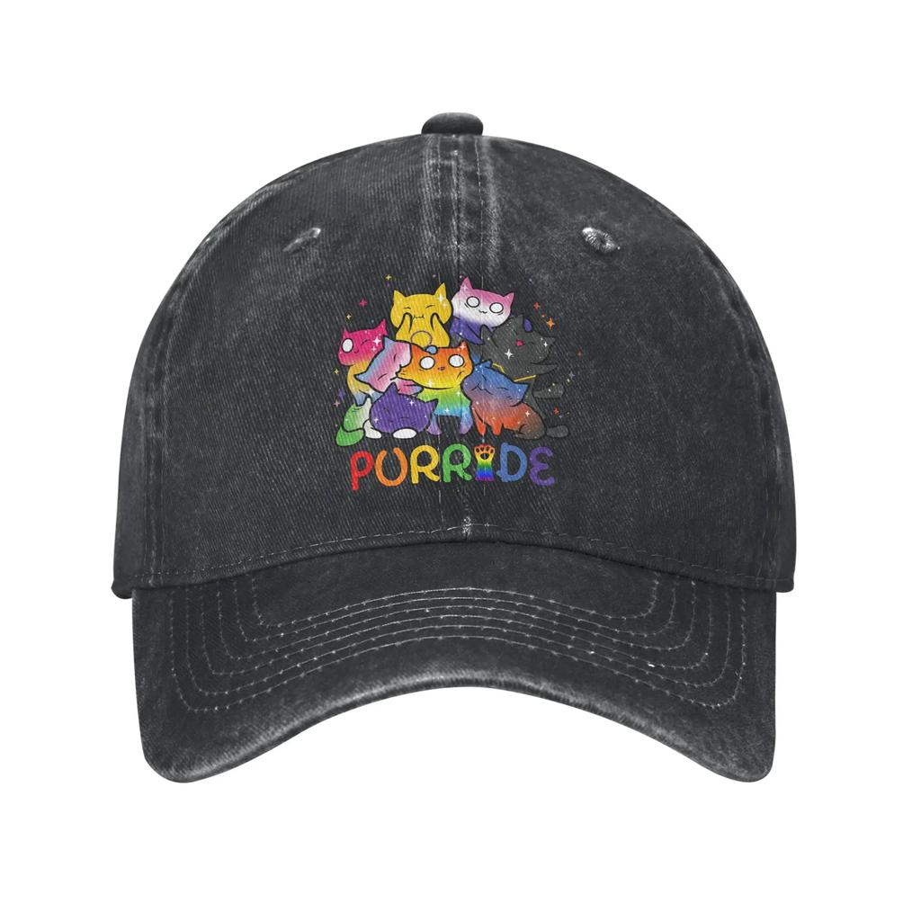 Vintage LGBT Rainbow Gay Pride Baseball Cap Unisex Style Distressed Denim Snapback Hat Outdoor Activities Adjustable Fit Hat Cap