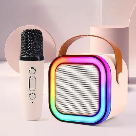 Мини-караоке-машина с микрофоном, совместимая с Bluetooth, 5 звуковыми эффектами, мощный компактный портативный комплект колонок для караоке