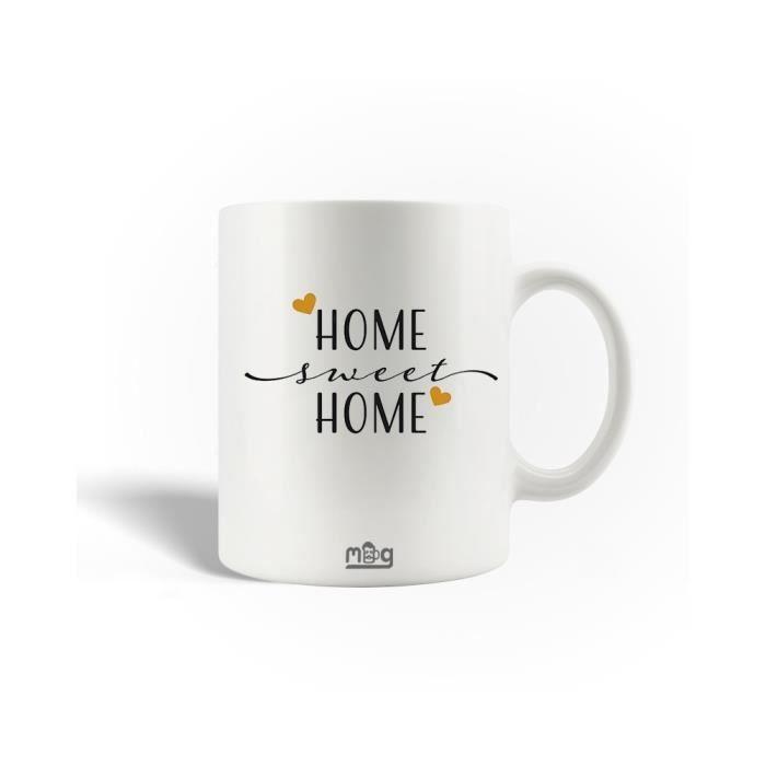 Ceramic Mug - Quote - Home Sweet Home - 30cl - White - Dishwasher Safe