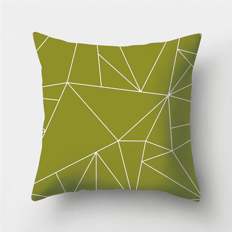 Green Geometric Pattern Throw Pillowcase Home Decor Square Wave Print Pillowcase Sofa Bed Decorative Pillowcase
