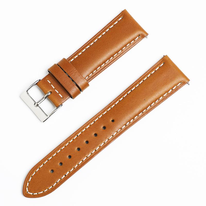 Oil Wax Leather Leather Strap Soft Bright Universal First Layer Retro Bowl With Accessories Switch Ear Pin Buckle