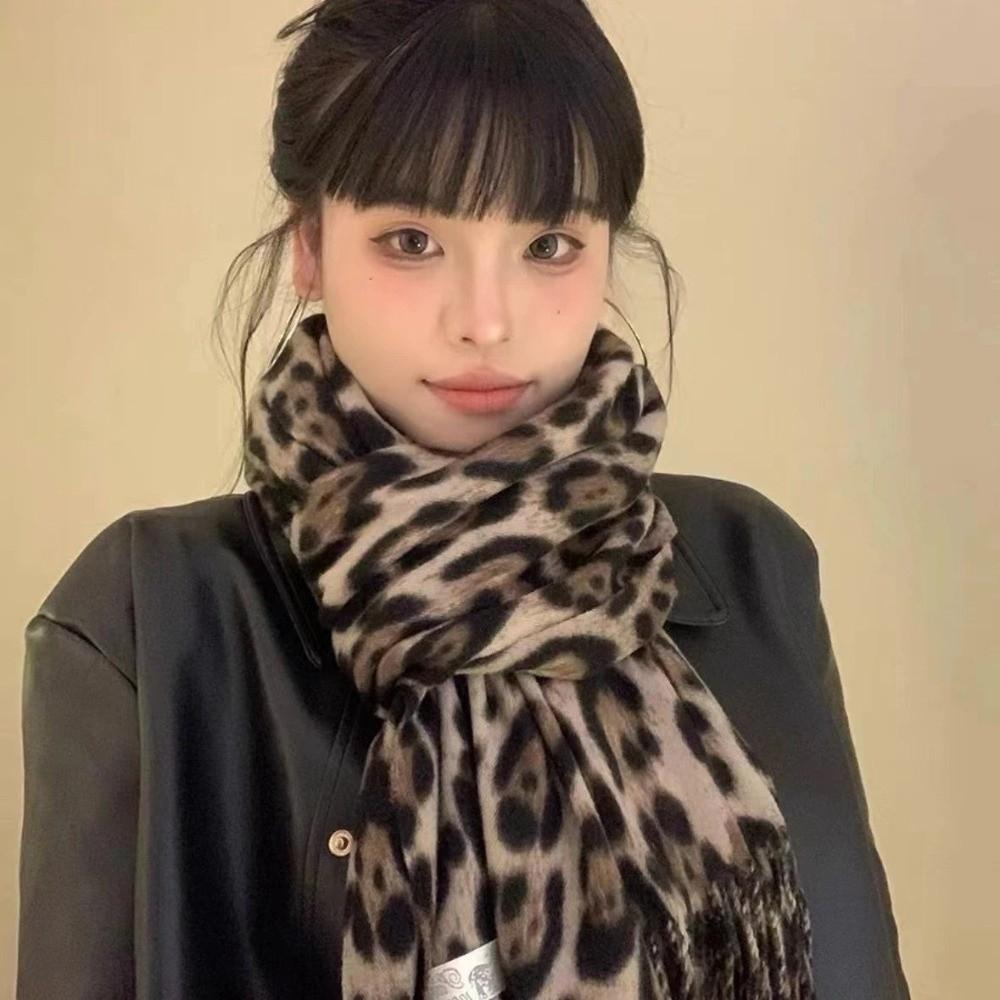 Windproof Leopard Scarf Imitation Cashmere Winter Scarf Fashion Cashmere Scarf  Women
