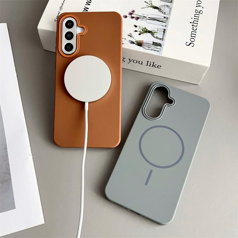 Soft Silicone For Magsafe Matte Case For Samsung S25 S24 S23FE S22 Ultra Plus A56 A36 A26 A16 A06 A55 A14 A13 A54 Magnetic Cover