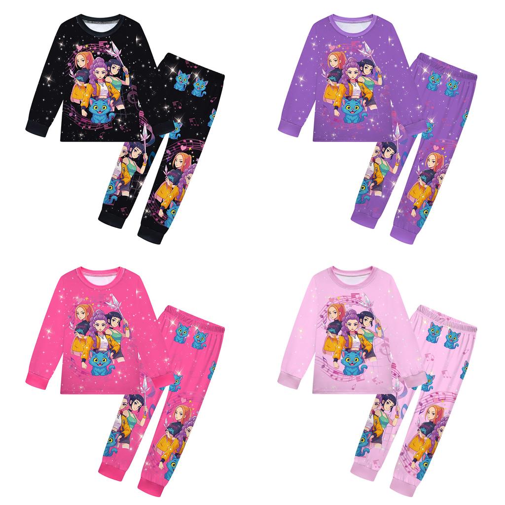 Children's Witch Girls Printed Suit Long Sleeve Pants Suit