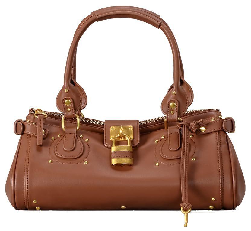 Popular Y2K Spicy Girl Style Retro Lock Decor Handbag For Women Large Capacity Commuter Top Handle Shoulder Tote Bag