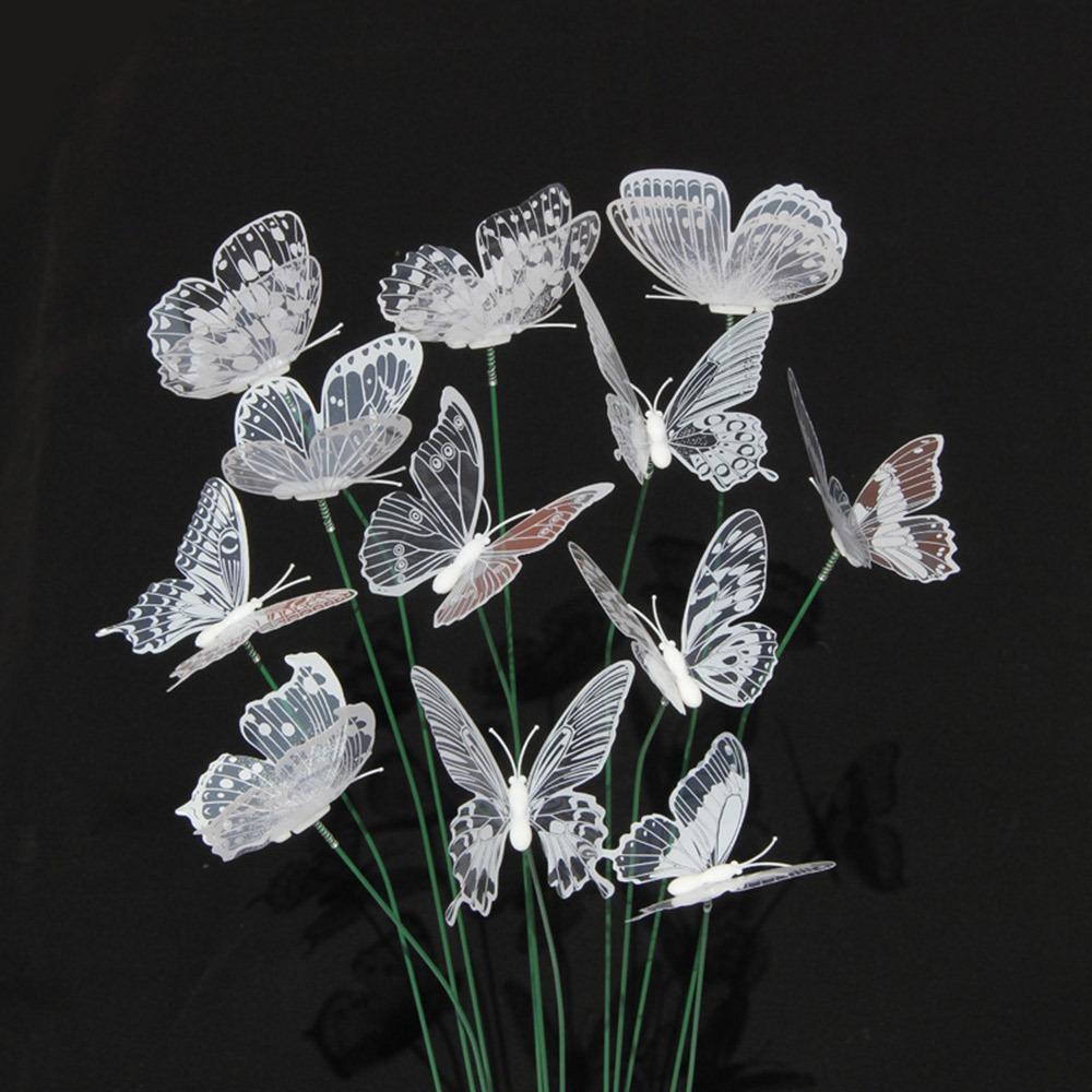 25PCS Black White Butterfly Garden Decorative Stakes Simulation Butterfly Stakes Weding Ornament