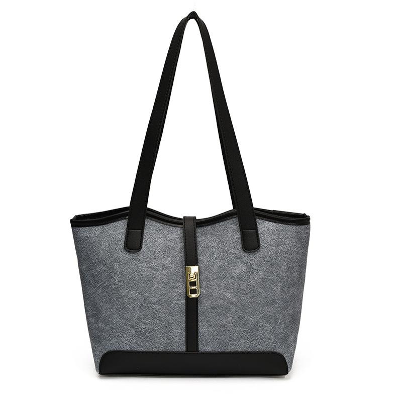 Женская новая повседневная ретро сумка-тоут через плечо большой вместимости для commuters, сумка-подмышка с цветовыми блоками