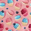 Royal Samt Stoff Polyester Zum Nähen - Motiv Muffins Mit Sahne