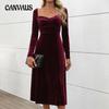 Женские платья для вечеринок на осень и зиму из бархата, длинные платья, платья с разрезом