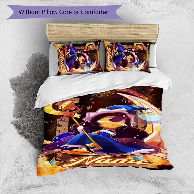 3pcs Custom Name Cookie Run Kingdom Bedding Set Duvet Cover Closure Includes 1 Duvet Cover & 2 Pillowcases for All Seasons Bedroom Decor