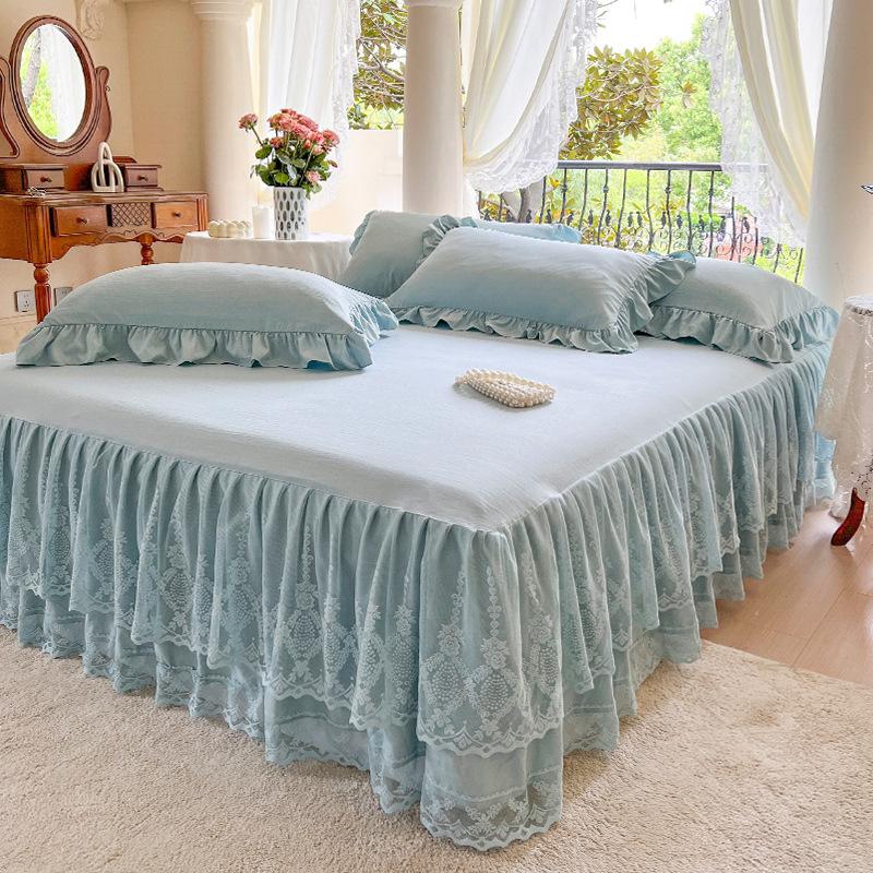 Весна и лето, кружевная юбка-кровать, одинарный кружевной матрас принцессы с начесом, нескользящий защитный чехол, покрывало, подарок