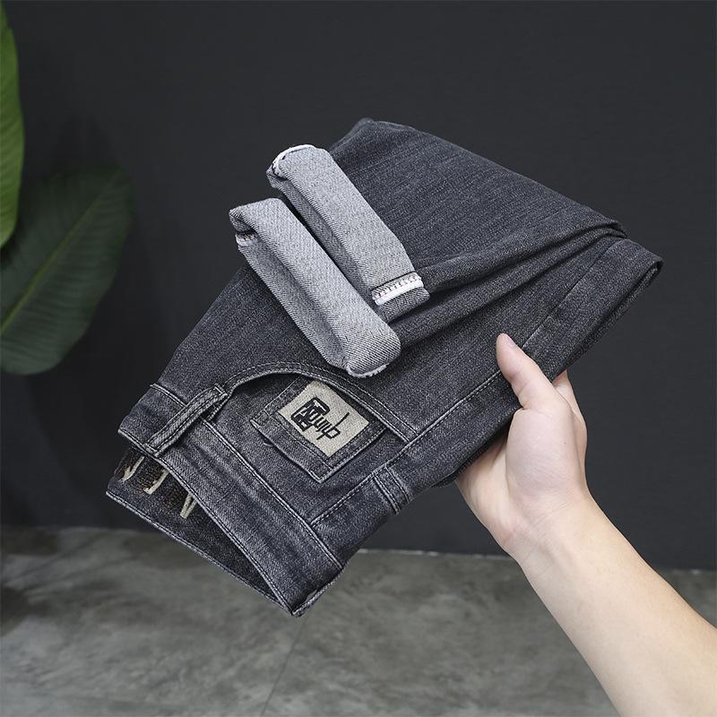 Летние новые эластичные мягкие непромокаемые прямые джинсовые брюки с трехмерной вышивкой