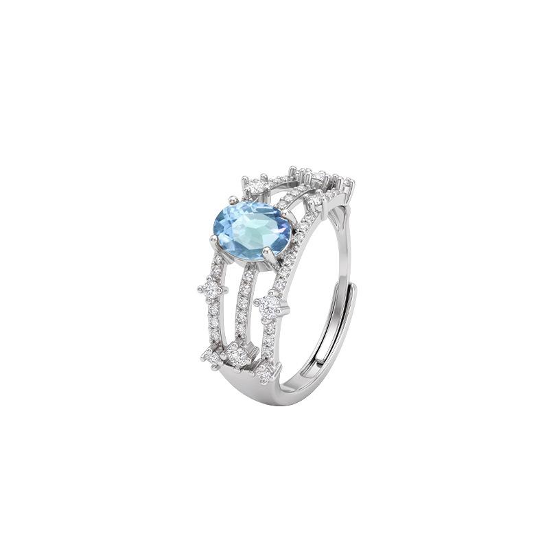 New S925 sterling silver citrine ring women's texture hollow design niche light luxury natural stone jewelry