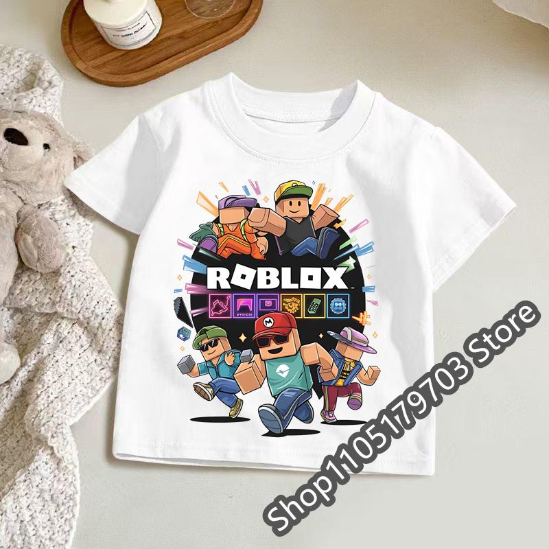 2026 Roblox T Shirt for Kids Summer Fashionable Short Sleeve Tee Boys Girls Casual Gaming Print Soft Childrens Tops