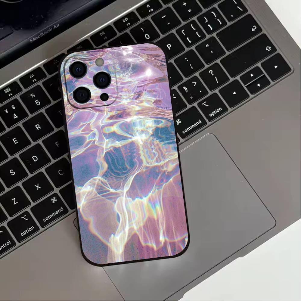 Лазерный стиль Чехол для телефона Для iPhone 17,16,15,14,13,12,11 Plus,Pro Max,XS,Мягкий силикон Черный чехол