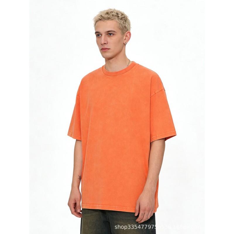 Premium Heavyweight 240g Cotton Washed Distressed Oversized Unisex T-Shirt Loose Fit Casual Tee