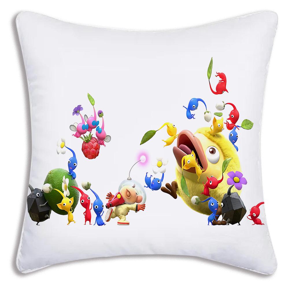 Мультяшные Чехлы для Подушек Hey For Pikmins Мультяшные Декоративные Чехлы для Подушек на Диван для Дома Двусторонние Короткий Плюш Милый Чехол для Подушки