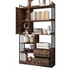 Bookcase, 6 Shelf Bookcase with Doors And Drawers Floor To Ceiling Bookcase, Industrial Bookcase, Steel Shelf,