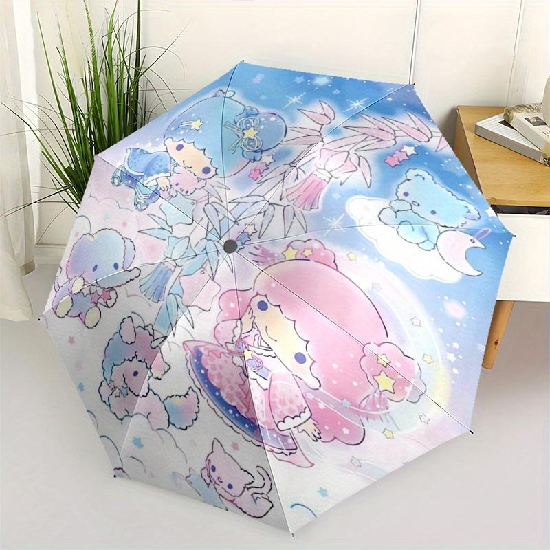 1pc Little twin stars & Small Animals Pattern Automatic Umbrella is Fashionable and Good-Looking, a Portable 3-Fold Umbrella, Suitable for Travel and