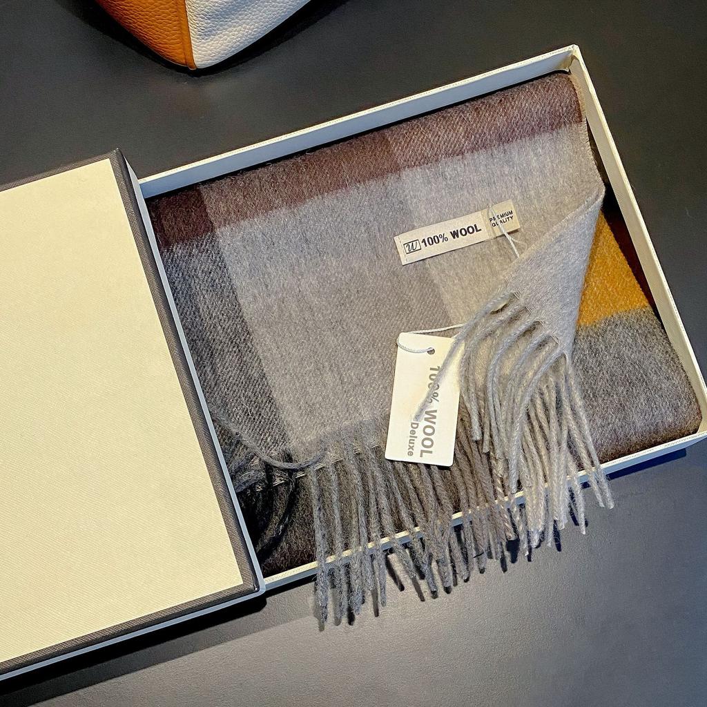 Small Wool Checkerboard Simple Winter Versatile Warm Scarf Female Scarf Student Style