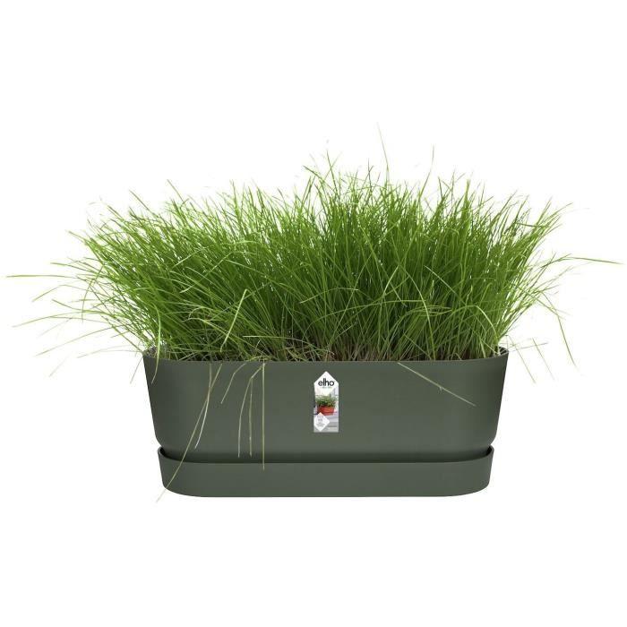 ELHO Oval Planter GREENVILLE - Ø49 X 19.8 X 18.4 Cm - Recycled Plastic - Frost-resistant - Leaf Green