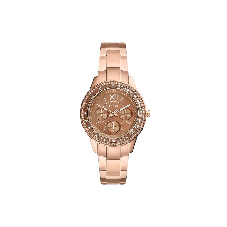 Fossil Коллекция Stella Наручные часы Кварцевый механизм Ремешок из нержавеющей стали Бежевый циферблат Женские часы Водонепроницаемость 50 м ES5109