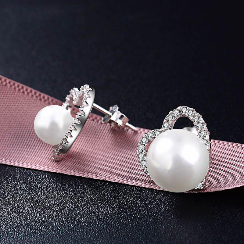 Tancise Jewelry Earrings With Zircon Heart-Shape Stud Earring For Women Wedding