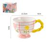 450ml Creative Hand-painted Embossed Ceramic Mug Large Capacity Coffee Cup Household Breakfast Oatmeal Milk Tea Cups Drinkware