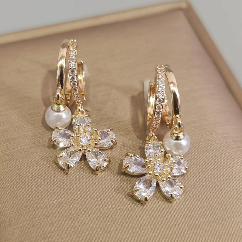 Серьги-капли в форме цветка для женщин, новинка 2023 года, модные красочные серьги с цирконием, роскошные свадебные, помолвочные и вечерние ювелирные аксессуары